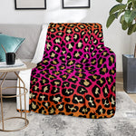 Orange And Purple Leopard Print Blanket