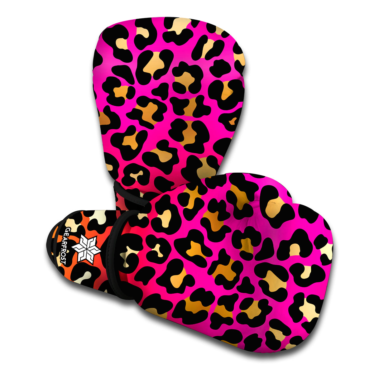 Orange And Purple Leopard Print Boxing Gloves