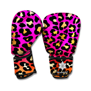 Orange And Purple Leopard Print Boxing Gloves