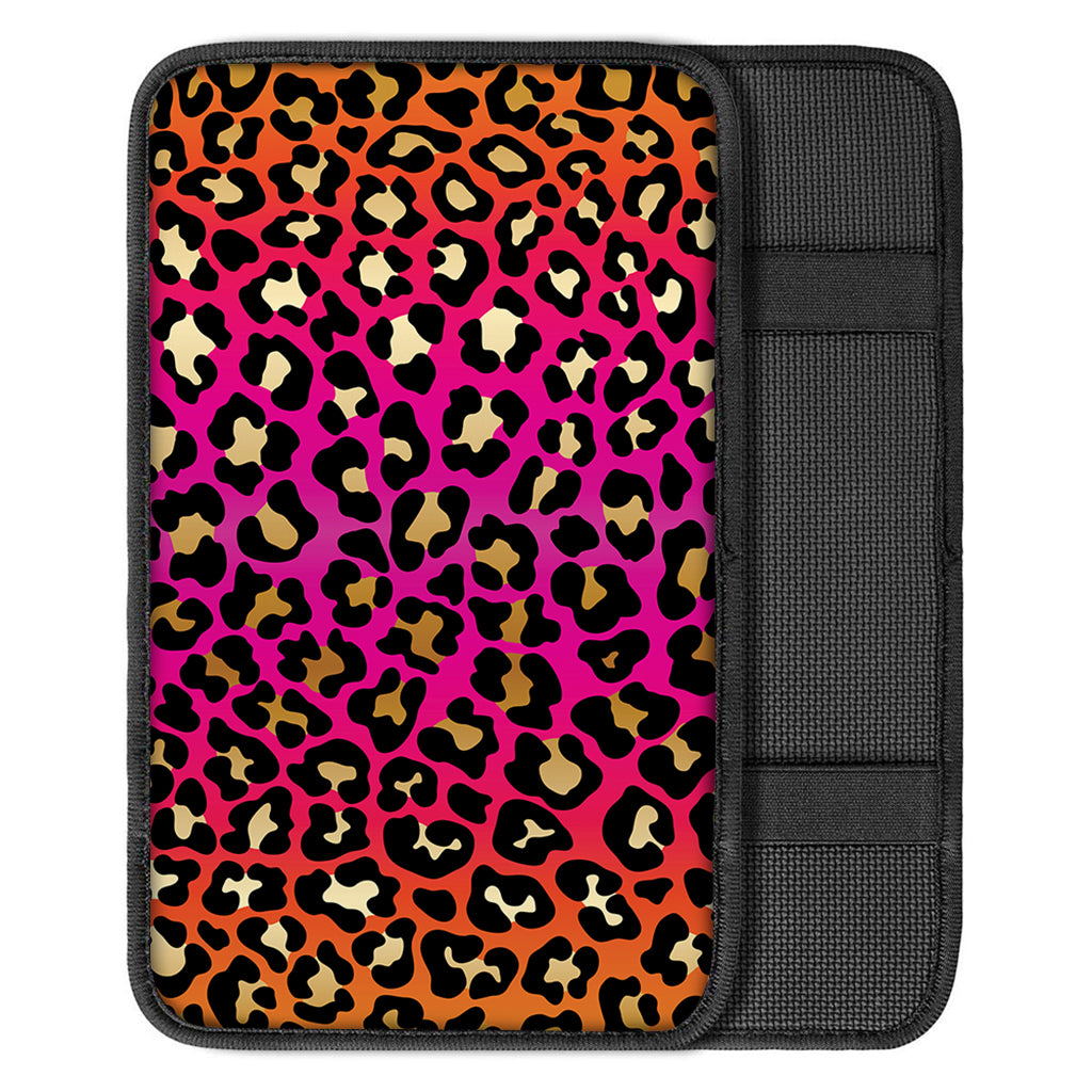 Orange And Purple Leopard Print Car Center Console Cover