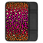 Orange And Purple Leopard Print Car Center Console Cover