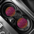 Orange And Purple Leopard Print Car Coasters