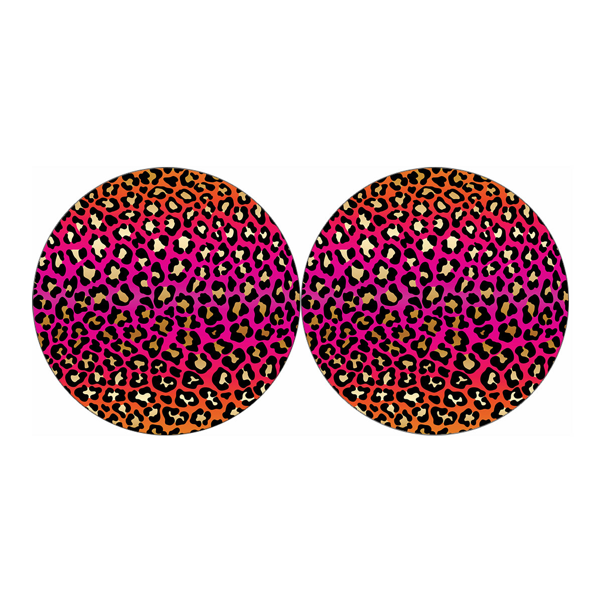 Orange And Purple Leopard Print Car Coasters