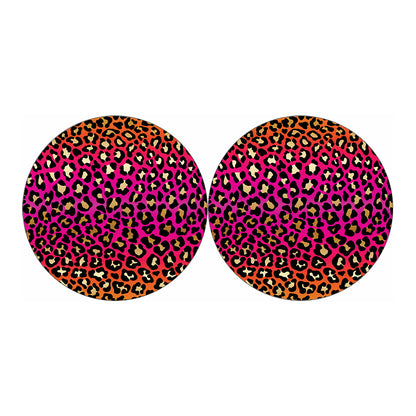 Orange And Purple Leopard Print Car Coasters