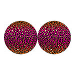 Orange And Purple Leopard Print Car Coasters