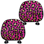 Orange And Purple Leopard Print Car Headrest Covers