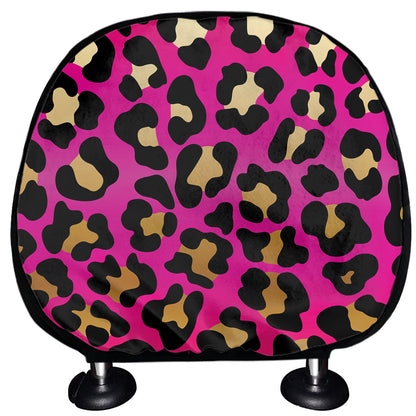 Orange And Purple Leopard Print Car Headrest Covers