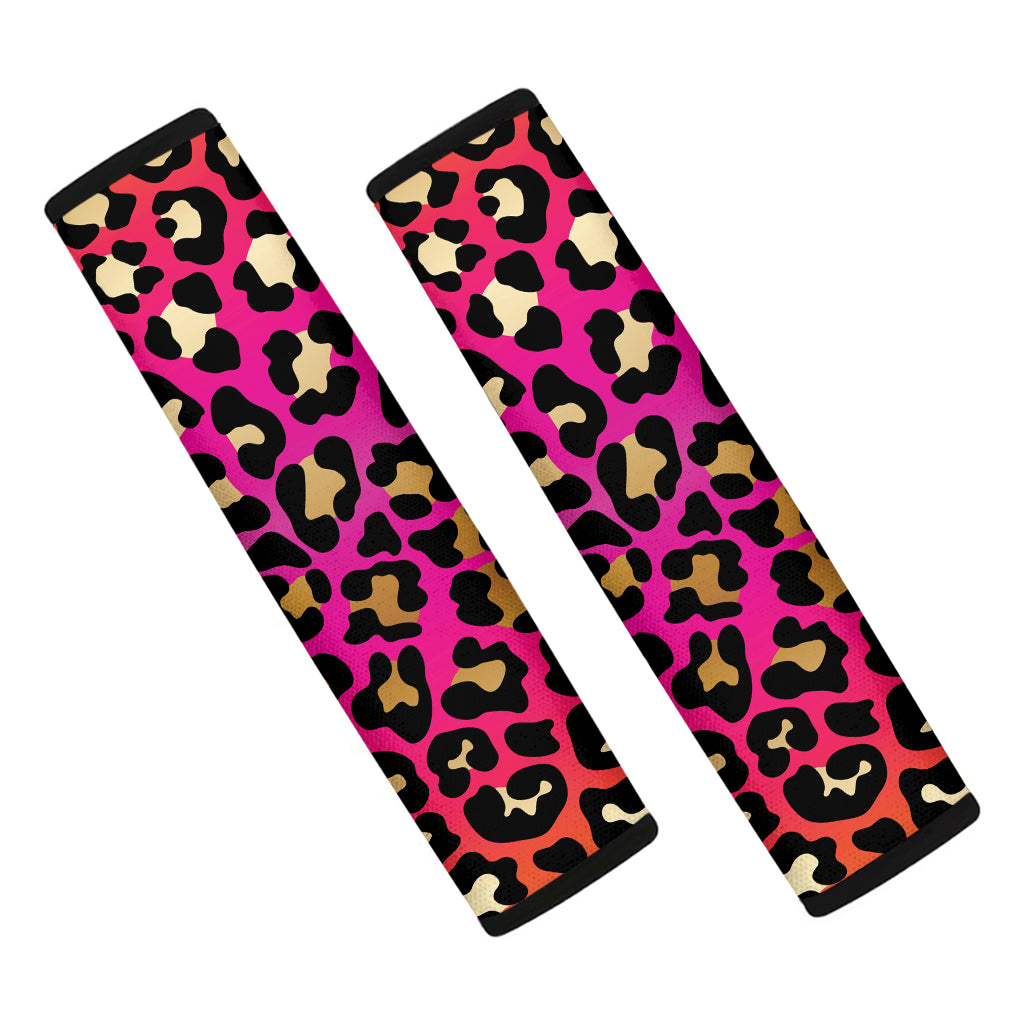 Orange And Purple Leopard Print Car Seat Belt Covers