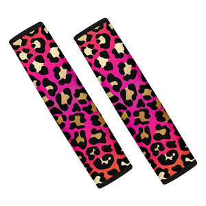 Orange And Purple Leopard Print Car Seat Belt Covers