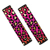 Orange And Purple Leopard Print Car Seat Belt Covers