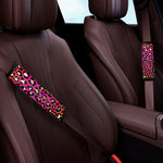 Orange And Purple Leopard Print Car Seat Belt Covers