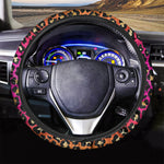 Orange And Purple Leopard Print Car Steering Wheel Cover