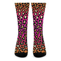 Orange And Purple Leopard Print Crew Socks