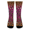 Orange And Purple Leopard Print Crew Socks