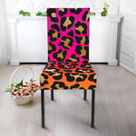 Orange And Purple Leopard Print Dining Chair Slipcover