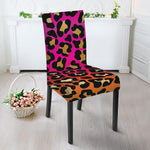 Orange And Purple Leopard Print Dining Chair Slipcover