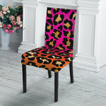 Orange And Purple Leopard Print Dining Chair Slipcover