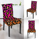 Orange And Purple Leopard Print Dining Chair Slipcover
