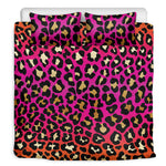 Orange And Purple Leopard Print Duvet Cover Bedding Set