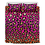 Orange And Purple Leopard Print Duvet Cover Bedding Set