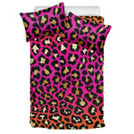 Orange And Purple Leopard Print Duvet Cover Bedding Set