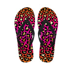 Orange And Purple Leopard Print Flip Flops