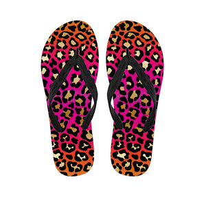 Orange And Purple Leopard Print Flip Flops