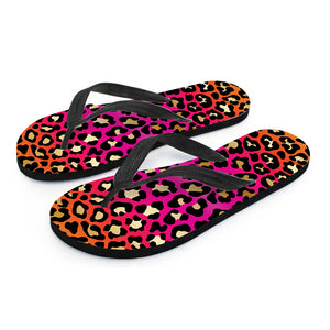 Orange And Purple Leopard Print Flip Flops