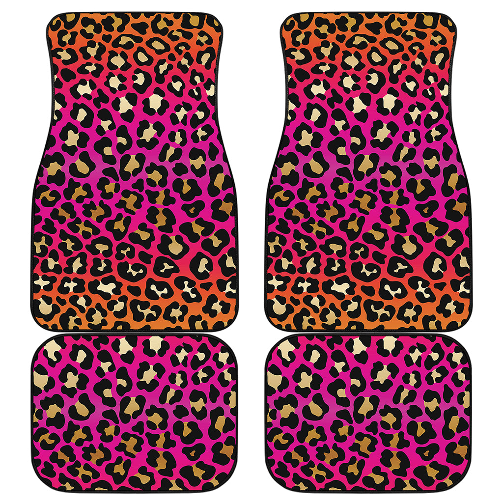 Orange And Purple Leopard Print Front and Back Car Floor Mats