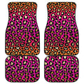 Orange And Purple Leopard Print Front and Back Car Floor Mats