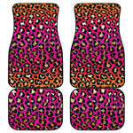 Orange And Purple Leopard Print Front and Back Car Floor Mats
