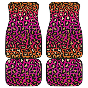 Orange And Purple Leopard Print Front and Back Car Floor Mats