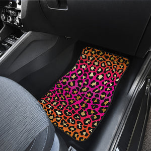 Orange And Purple Leopard Print Front and Back Car Floor Mats