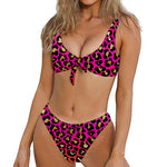 Orange And Purple Leopard Print Front Bow Tie Bikini