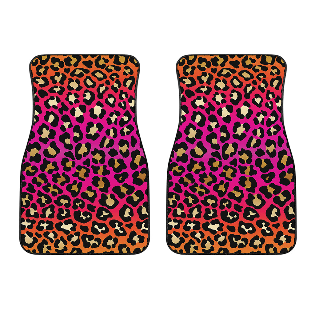 Orange And Purple Leopard Print Front Car Floor Mats