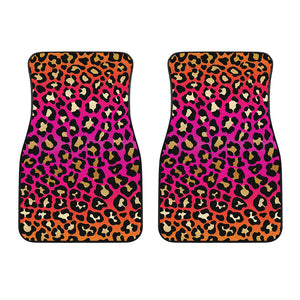 Orange And Purple Leopard Print Front Car Floor Mats