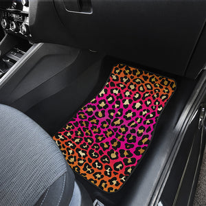 Orange And Purple Leopard Print Front Car Floor Mats