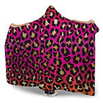 Orange And Purple Leopard Print Hooded Blanket