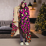 Orange And Purple Leopard Print Hooded Blanket