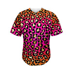 Orange And Purple Leopard Print Men's Baseball Jersey