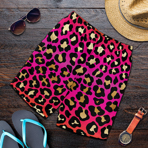 Orange And Purple Leopard Print Men's Shorts