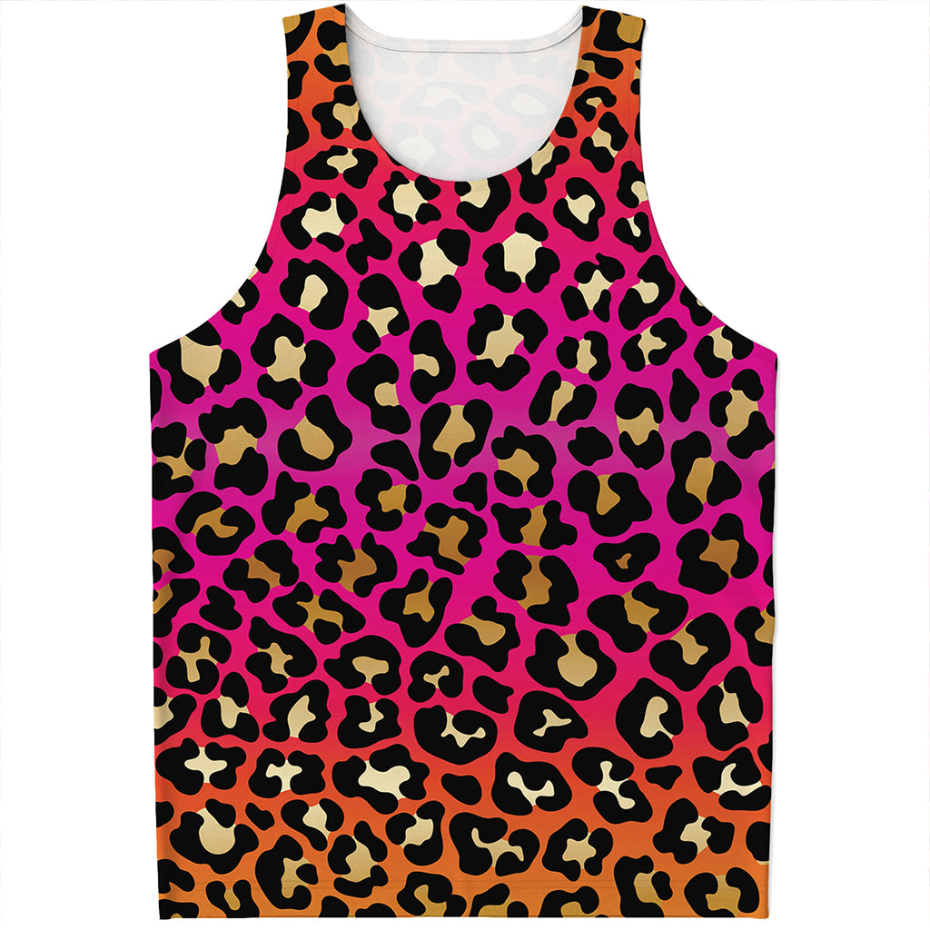 Orange And Purple Leopard Print Men's Tank Top