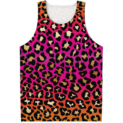 Orange And Purple Leopard Print Men's Tank Top