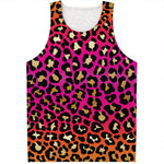 Orange And Purple Leopard Print Men's Tank Top