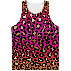 Orange And Purple Leopard Print Men's Tank Top