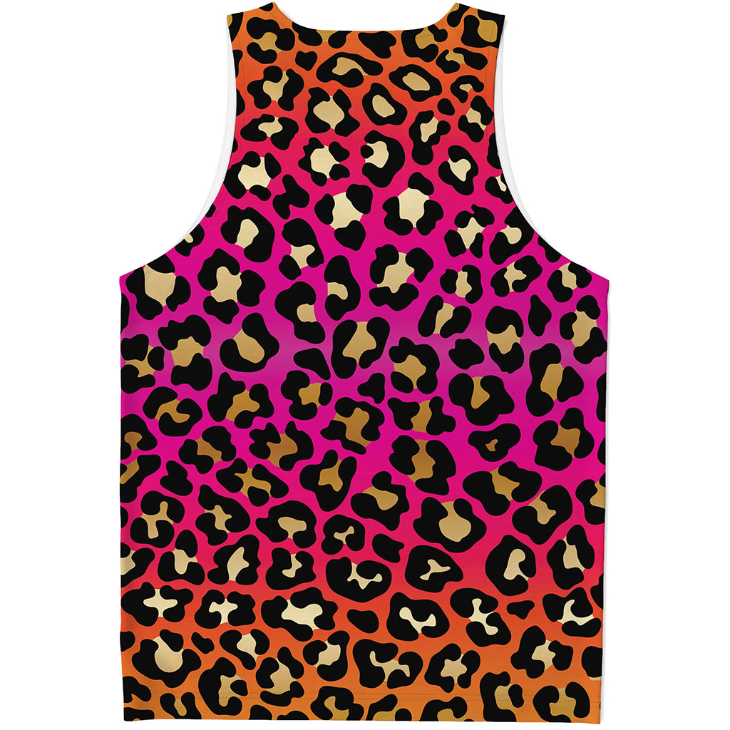 Orange And Purple Leopard Print Men's Tank Top