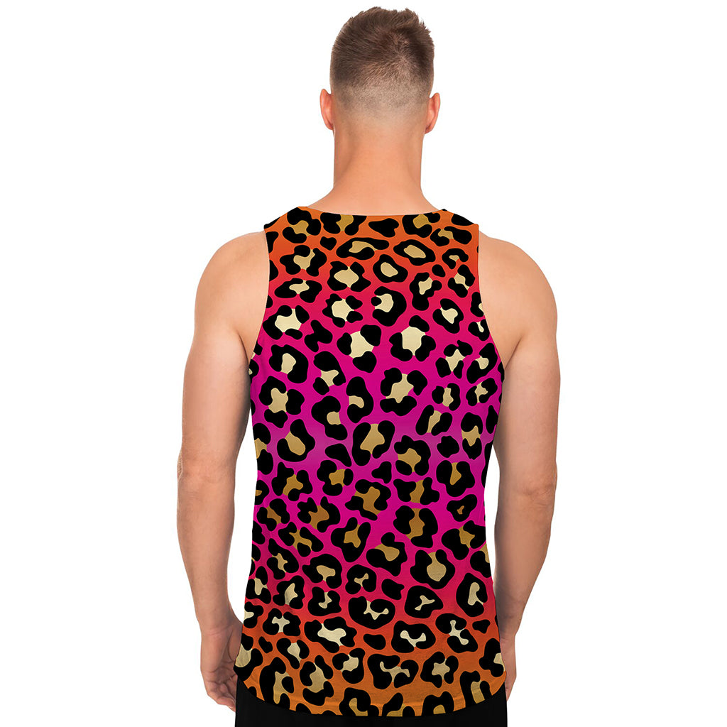 Orange And Purple Leopard Print Men's Tank Top