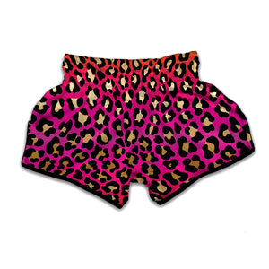 Orange And Purple Leopard Print Muay Thai Boxing Shorts