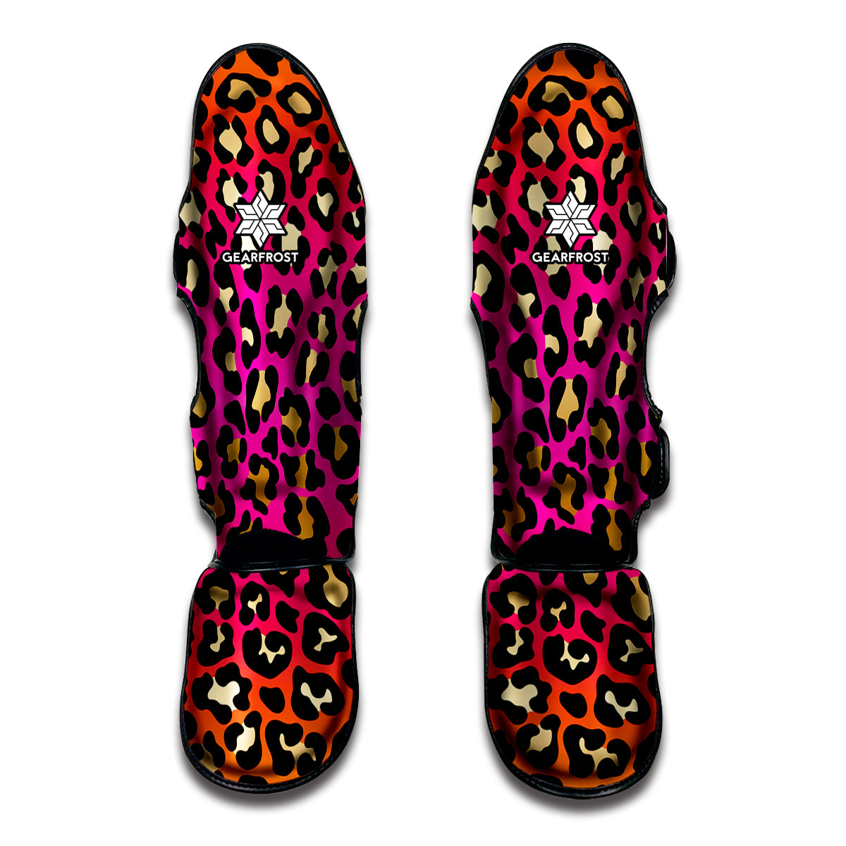 Orange And Purple Leopard Print Muay Thai Shin Guard