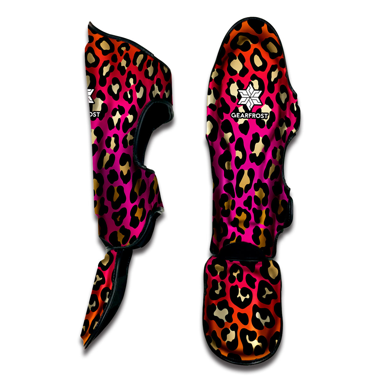 Orange And Purple Leopard Print Muay Thai Shin Guard